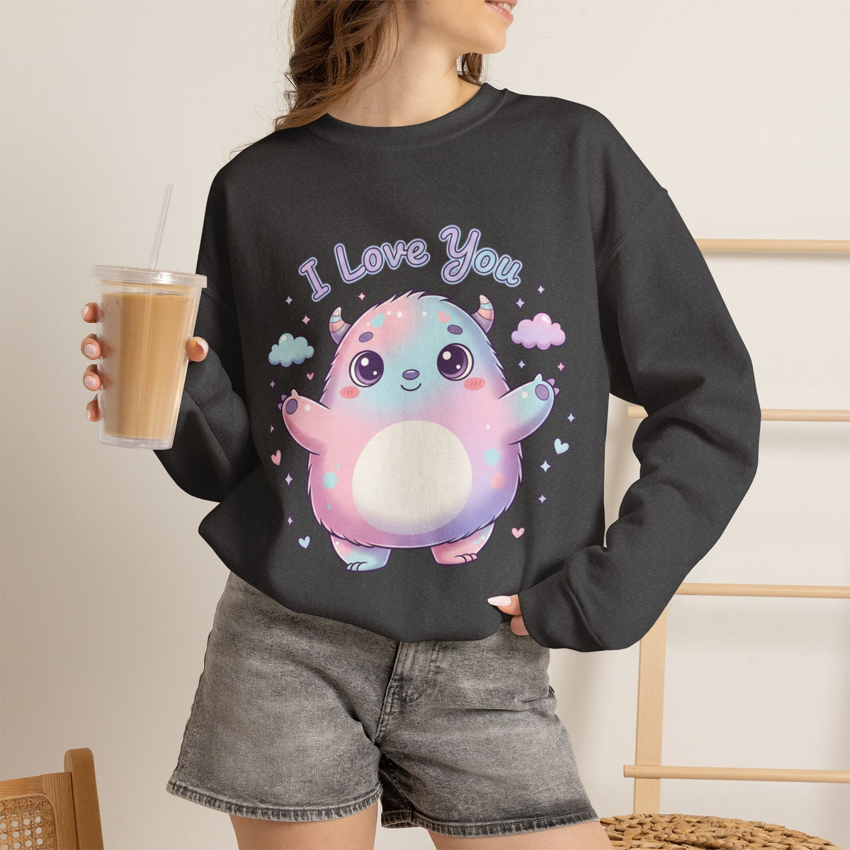 I Love You Cute Monster Crewneck Sweatshirt