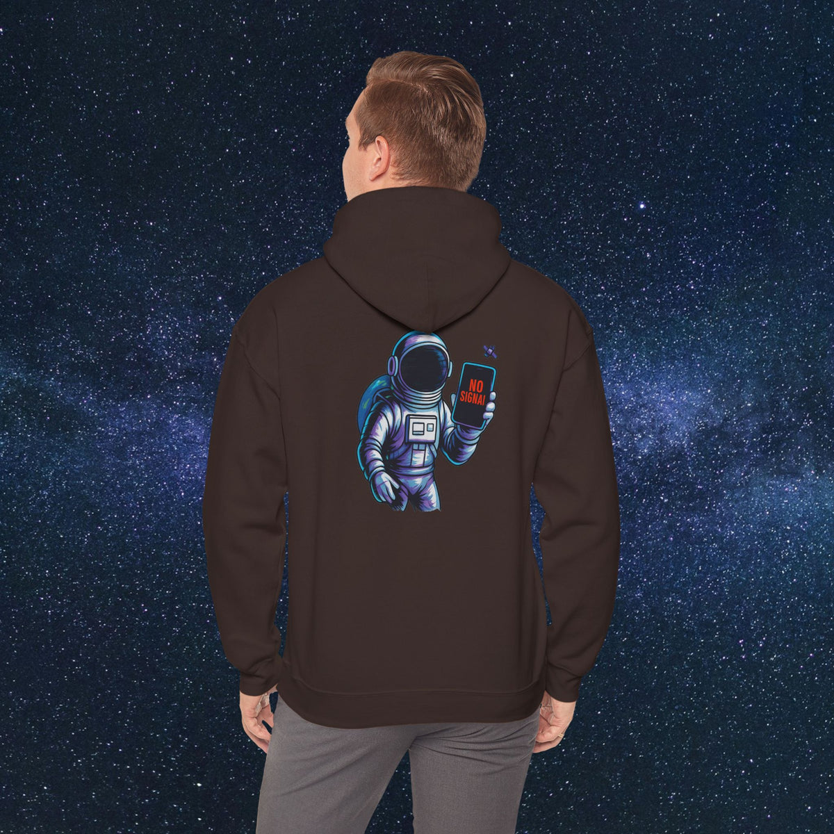 Astronaut Hoodie - 'No Signal' Space Phone Graphic Hooded Sweatshirt