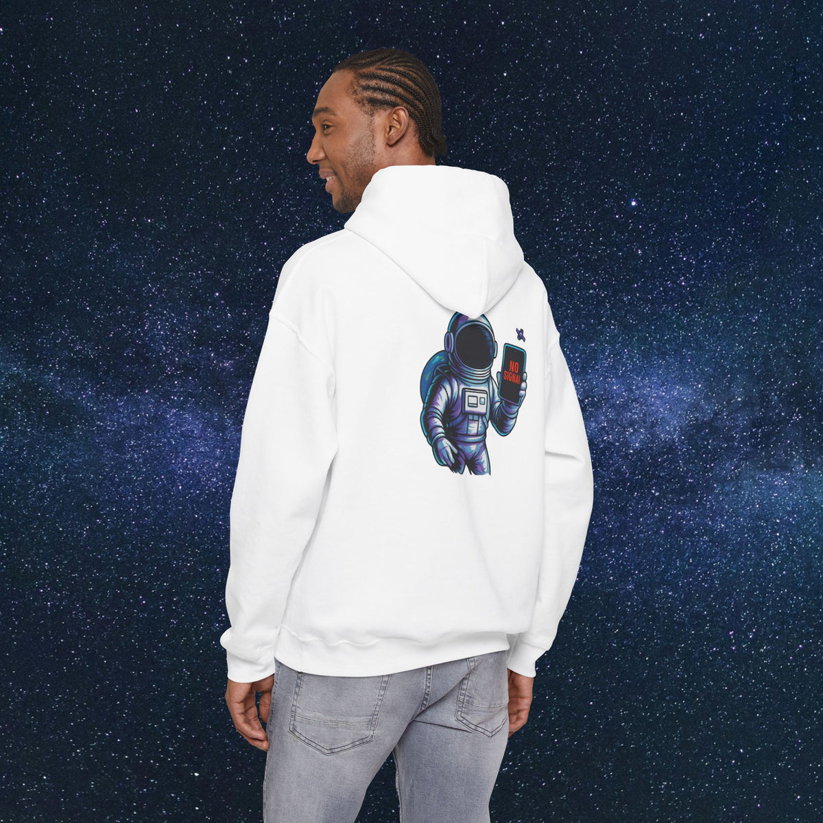 Astronaut Hoodie - 'No Signal' Space Phone Graphic Hooded Sweatshirt