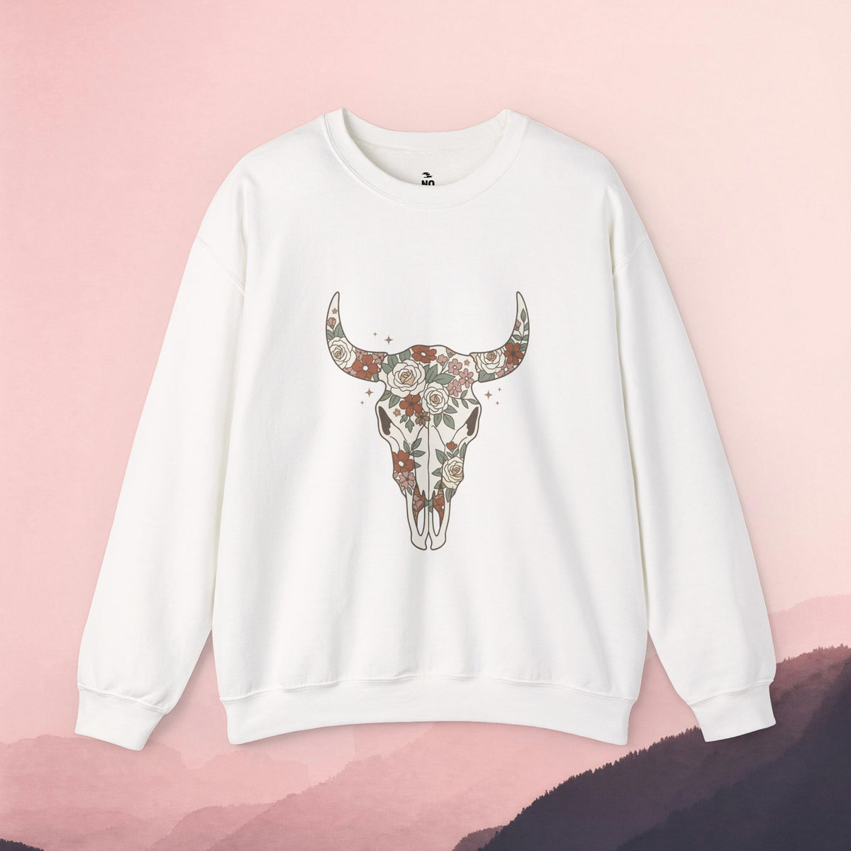 Floral Bull Skull Sweatshirt | Country Western Boho Crewneck