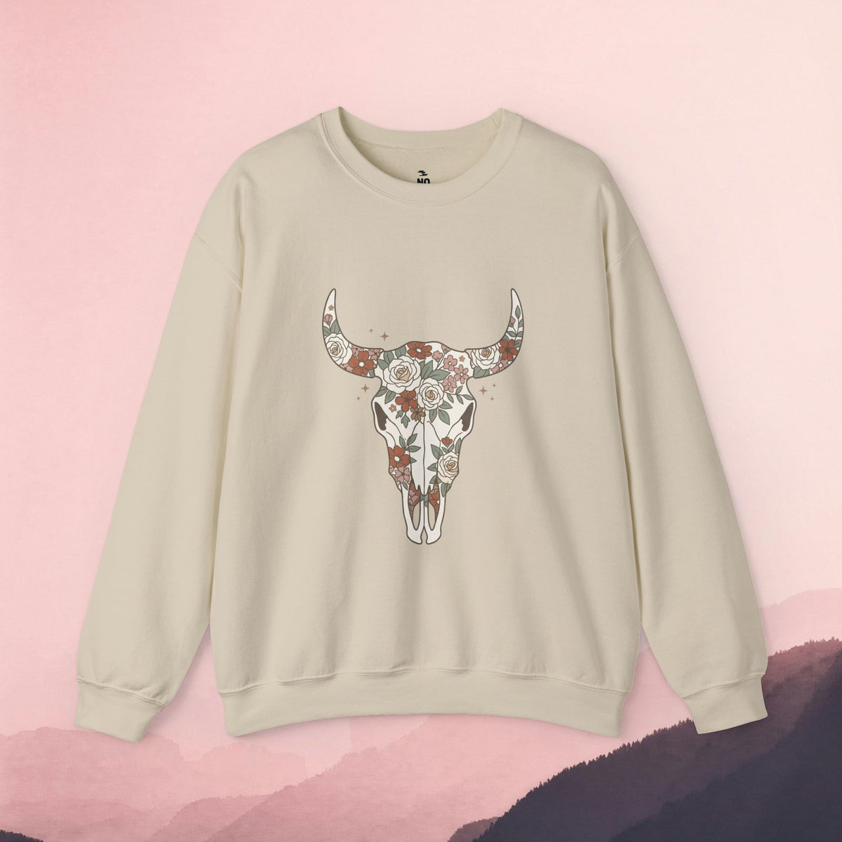 Floral Bull Skull Sweatshirt | Country Western Boho Crewneck