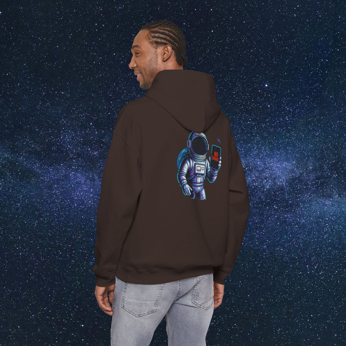 Astronaut Hoodie - 'No Signal' Space Phone Graphic Hooded Sweatshirt