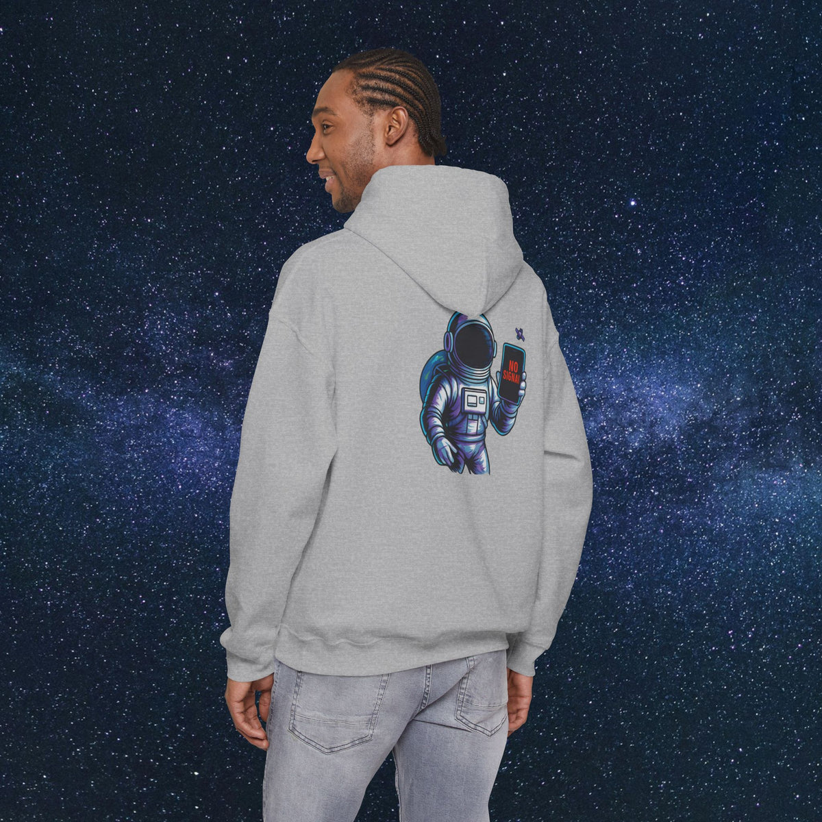 Astronaut Hoodie - 'No Signal' Space Phone Graphic Hooded Sweatshirt