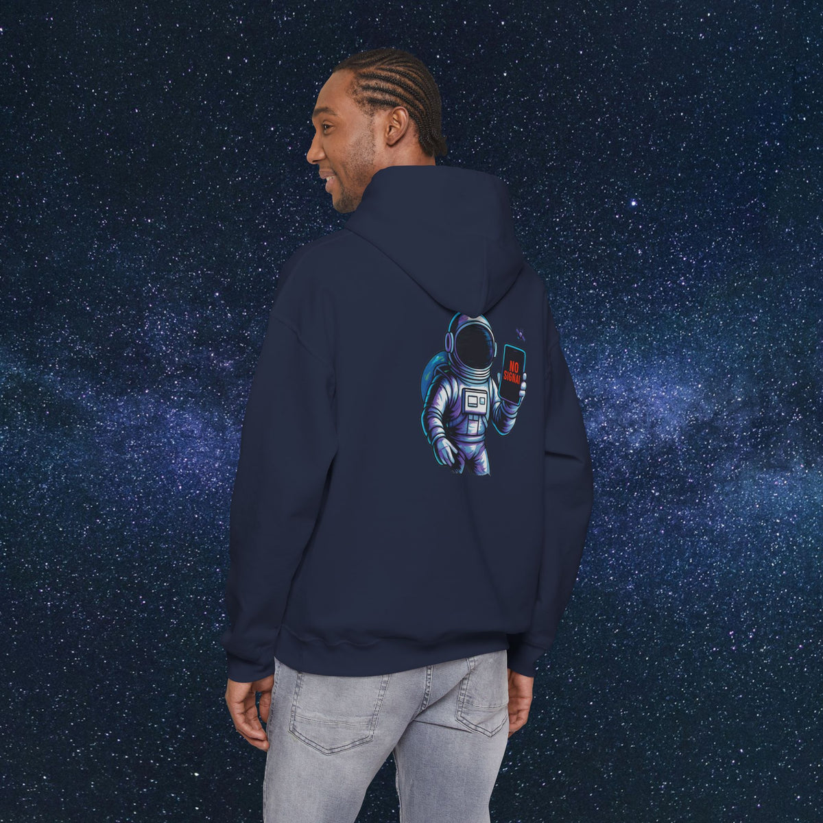 Astronaut Hoodie - 'No Signal' Space Phone Graphic Hooded Sweatshirt
