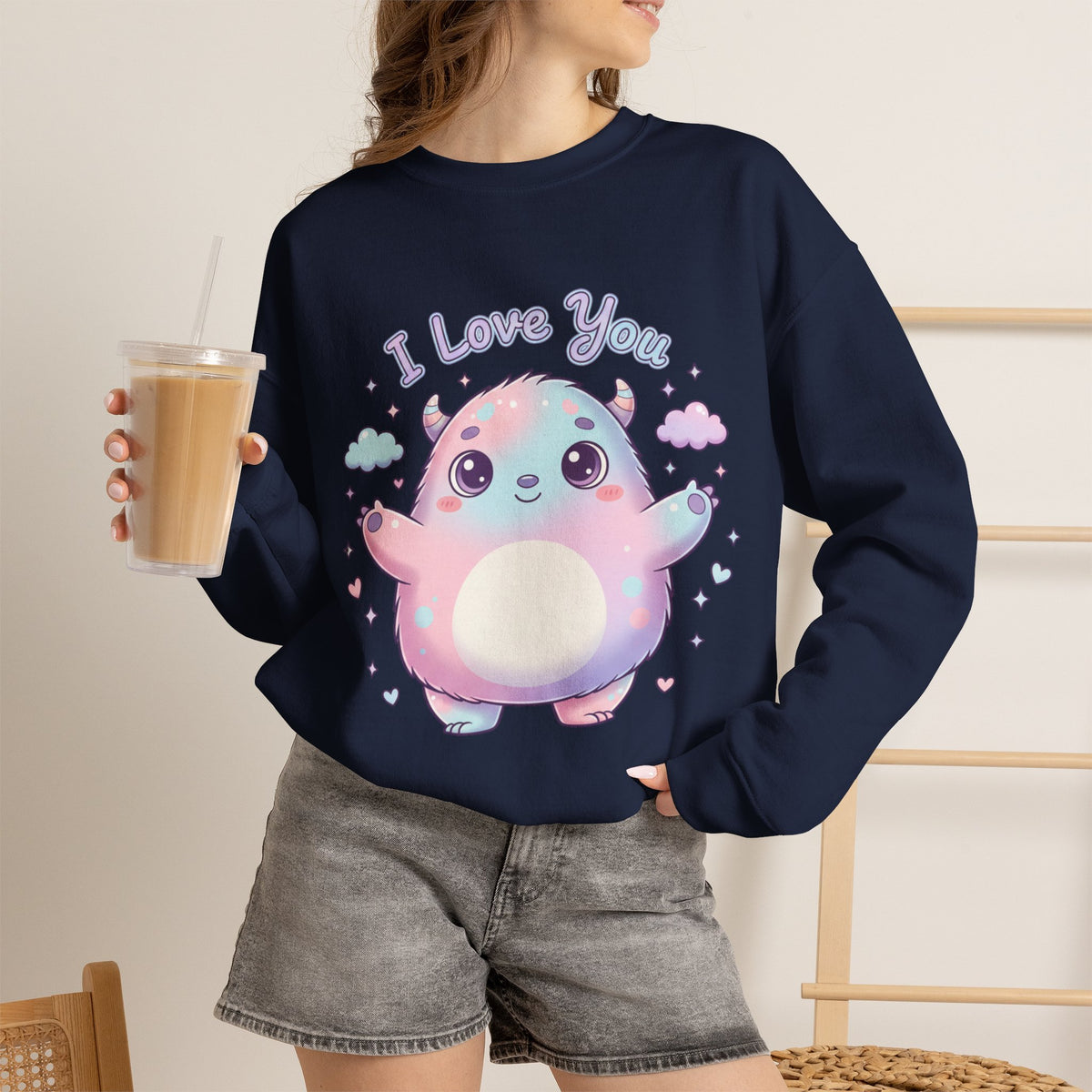 I Love You Cute Monster Crewneck Sweatshirt