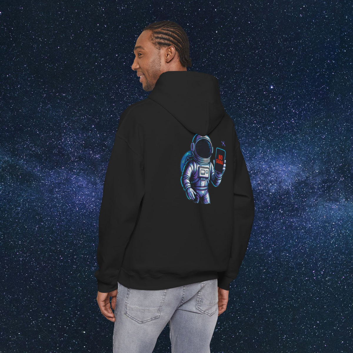 Astronaut Hoodie - 'No Signal' Space Phone Graphic Hooded Sweatshirt