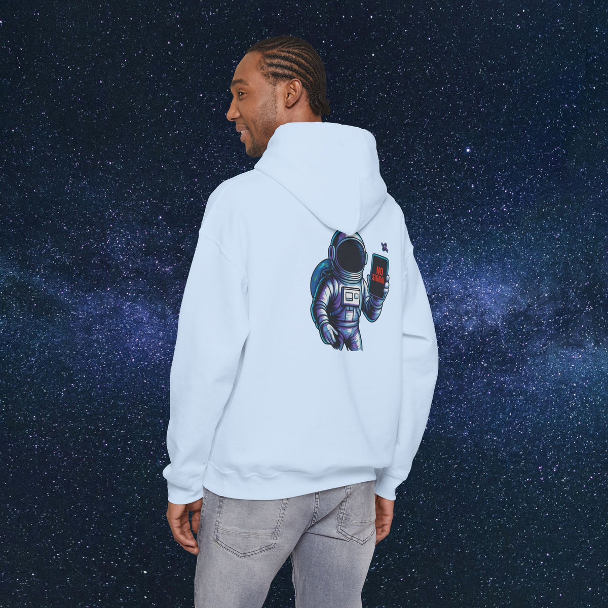Astronaut Hoodie - 'No Signal' Space Phone Graphic Hooded Sweatshirt