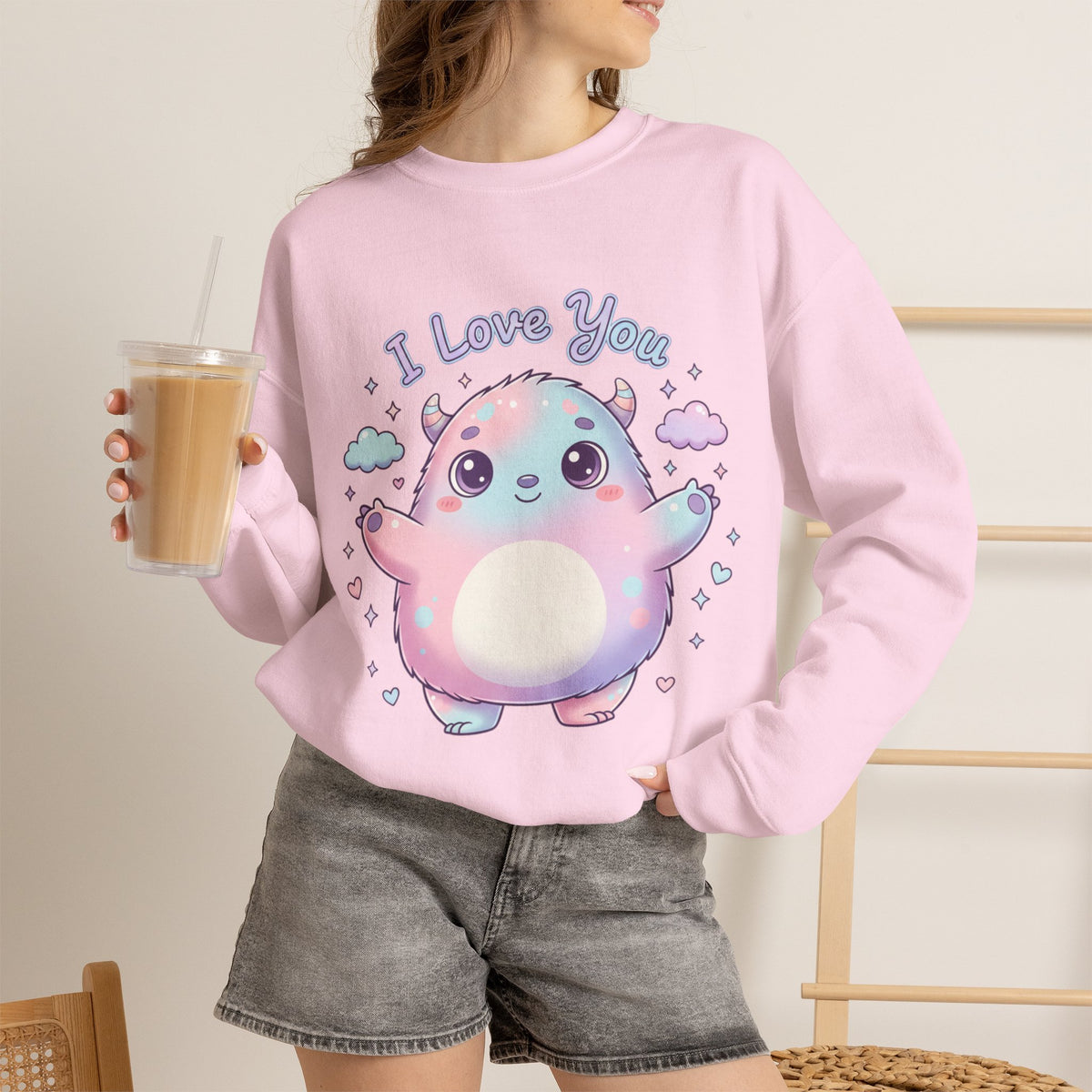 I Love You Cute Monster Crewneck Sweatshirt
