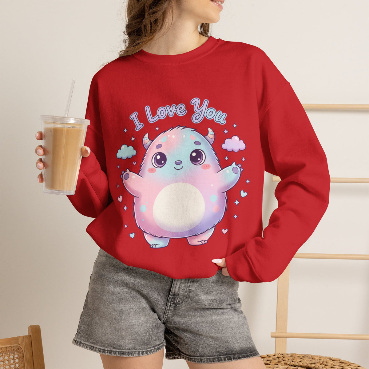 I Love You Cute Monster Crewneck Sweatshirt