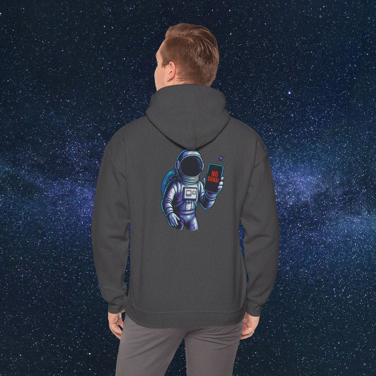 Astronaut Hoodie - 'No Signal' Space Phone Graphic Hooded Sweatshirt