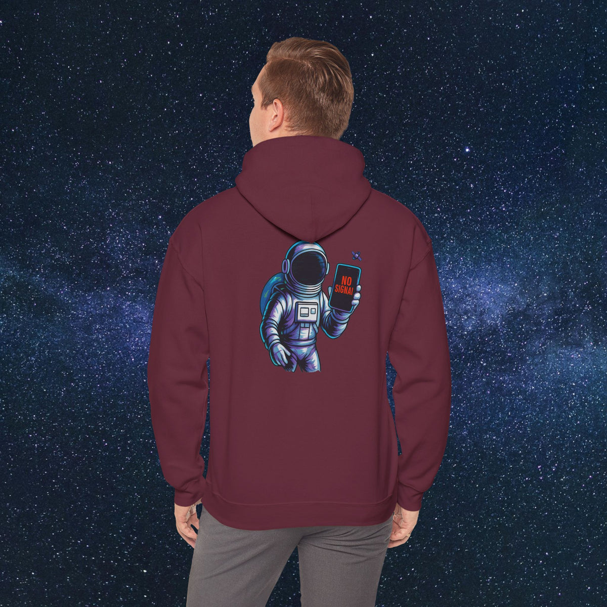 Astronaut Hoodie - 'No Signal' Space Phone Graphic Hooded Sweatshirt