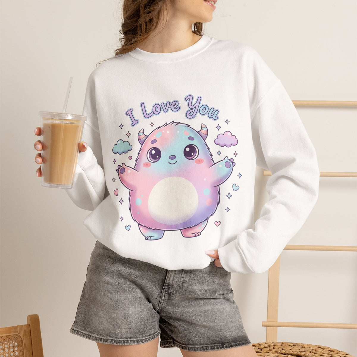 I Love You Cute Monster Crewneck Sweatshirt