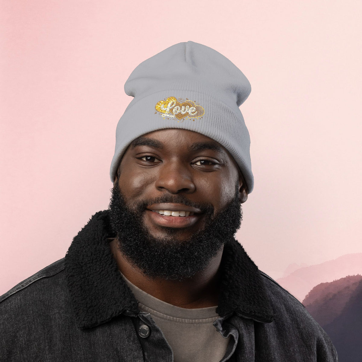 Embroidered 'Love' Heart Knit Beanie